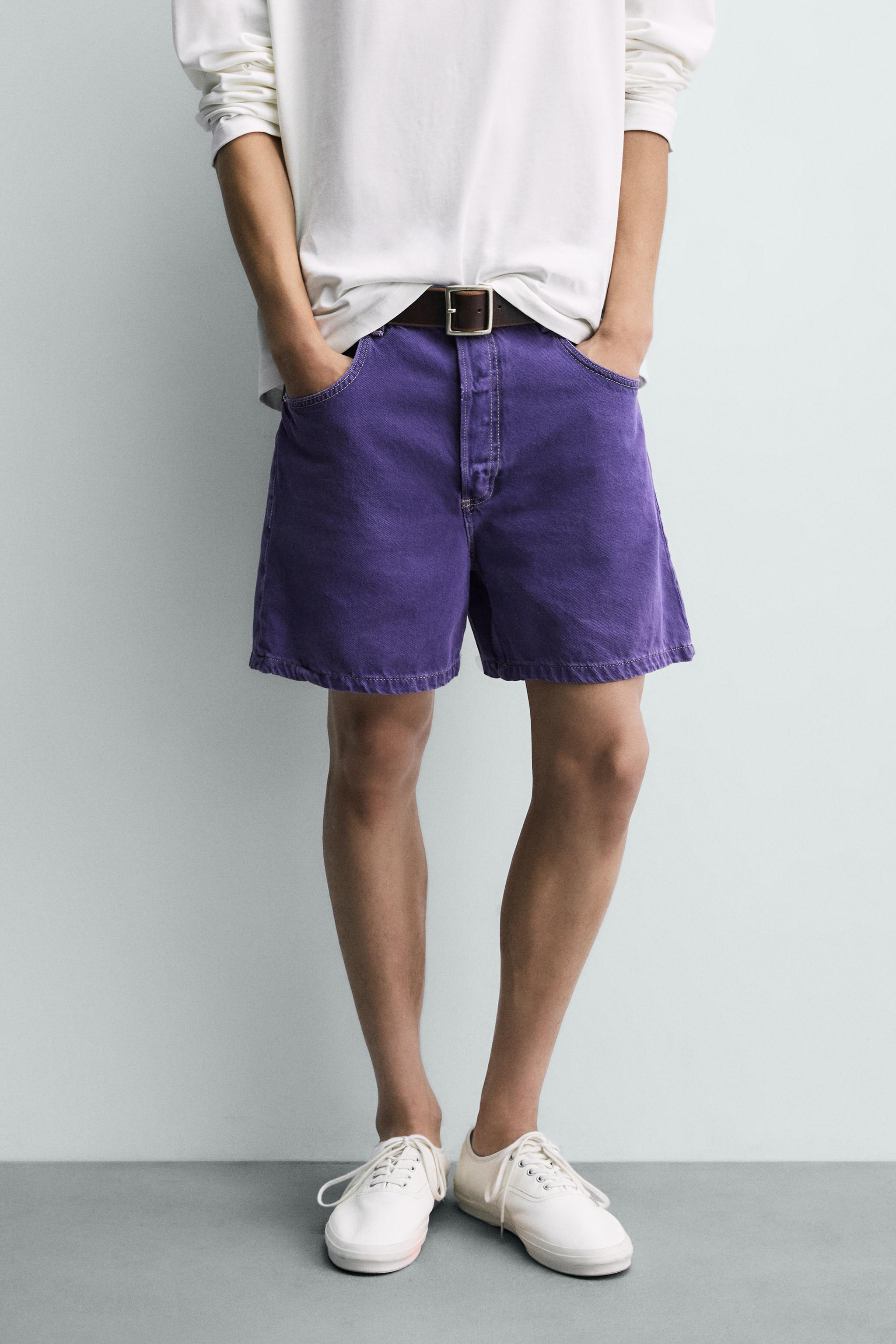 RELAXED FIT COLOR DENIM SHORTS